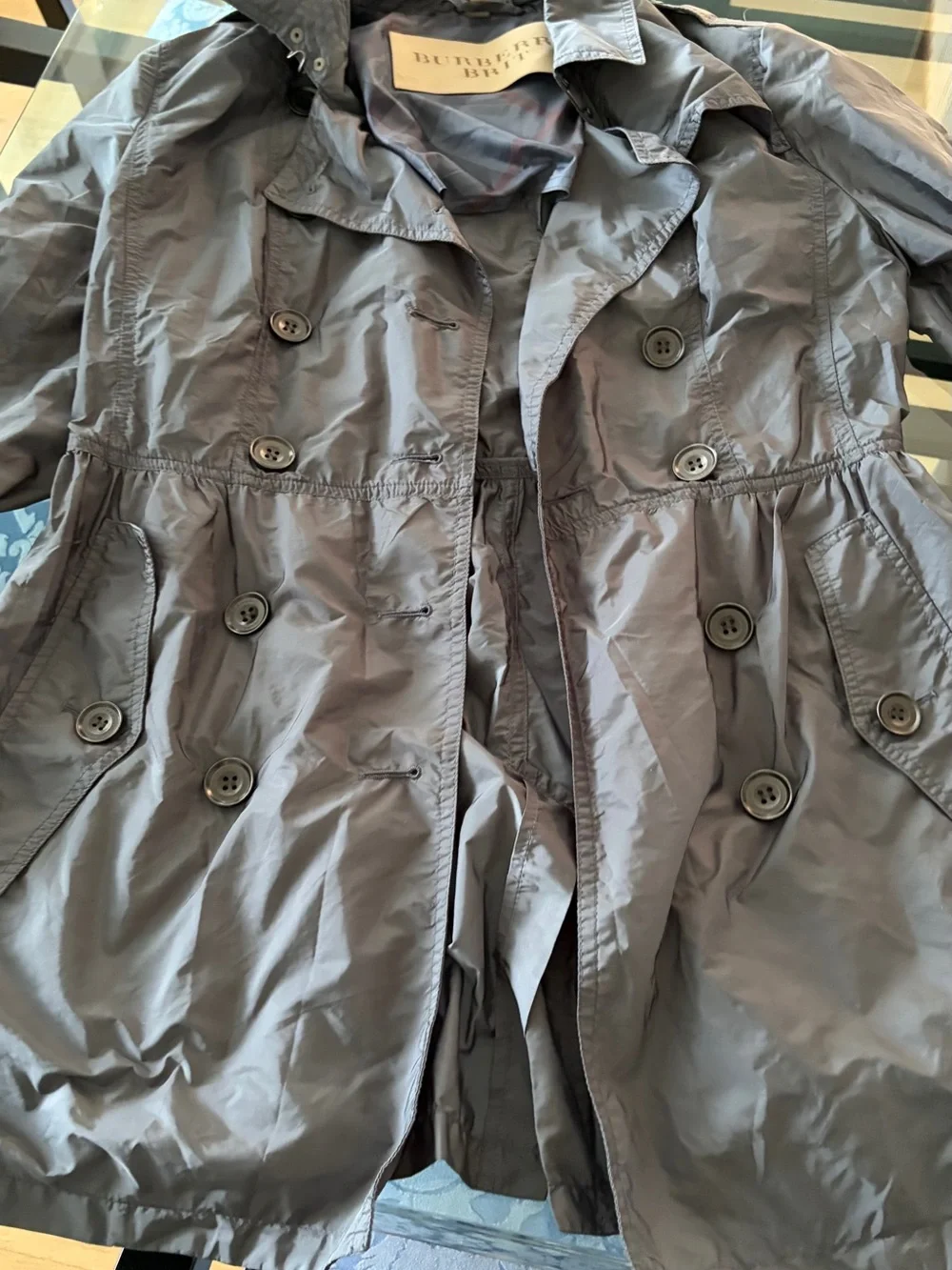 Burberry Women's Double-Breasted Trench Coat in Charcoal Gray - Picture 3 of 8